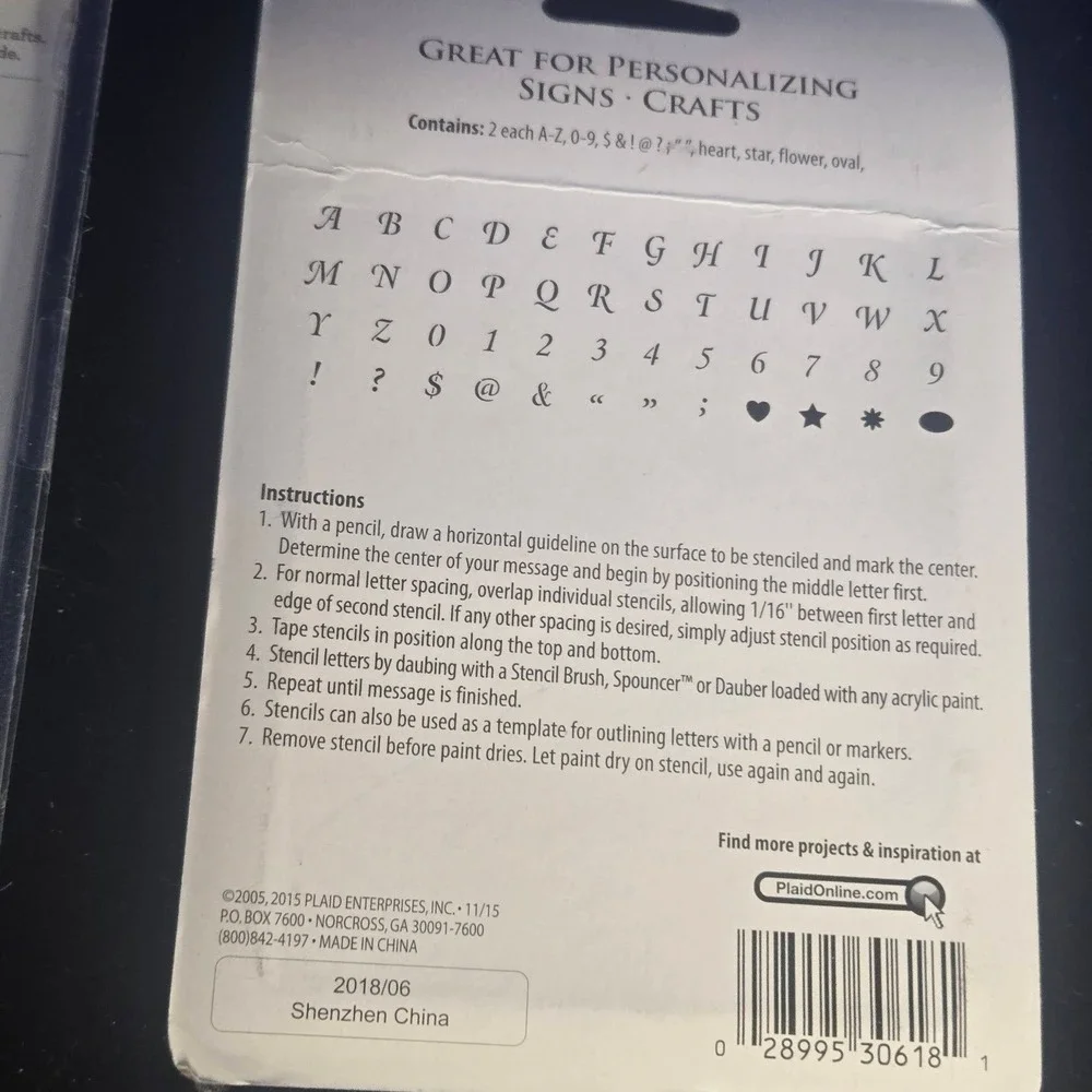 Martha Stewart FolkArt Monogram Letter Stencil Bundle 2pk Blue Green NEW 48pc ea - Picture 7 of 8